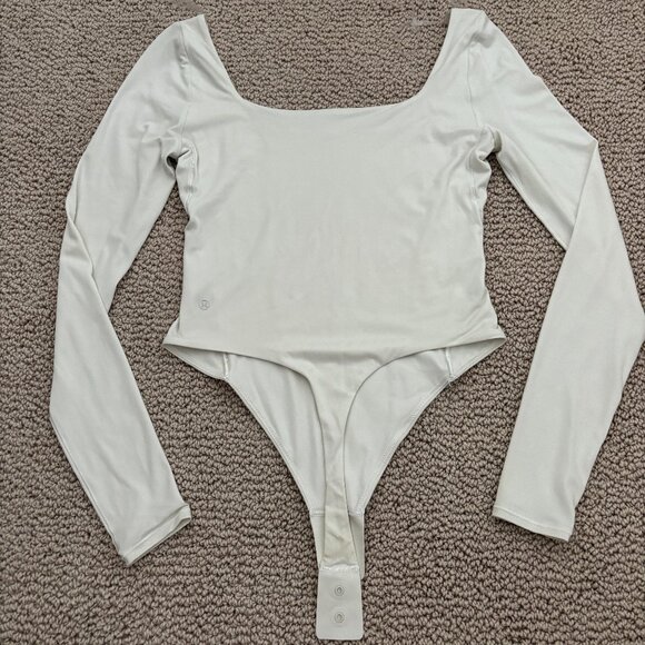Lululemon Wundermost  Square Neck Long Sleeve Bodysuit Color Bone Size Small - Picture 2 of 2